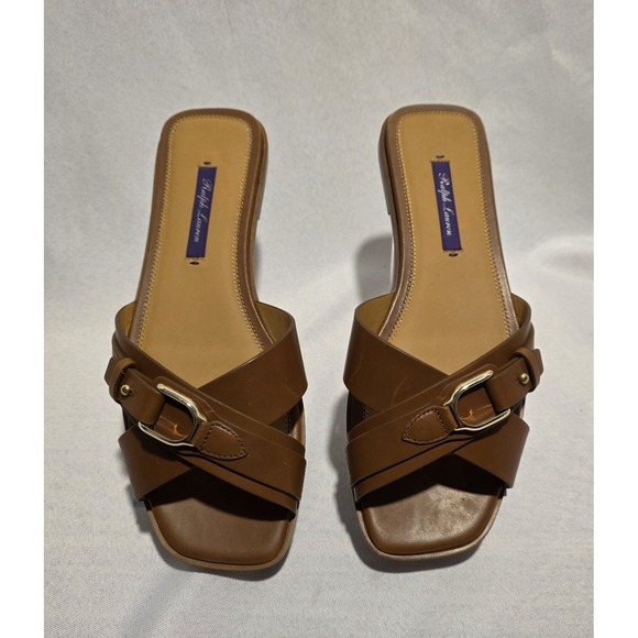 Ralph Lauren Purple Label 800943847001 Eadith Women's Brown Sandals. Size 8.5